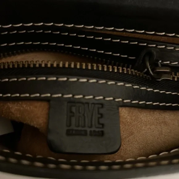 Frye Black Leather Cut Out Mini Saddlebag - VGUC